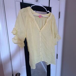 Lilly Pulitzer Tayla SS Linen Top Crème Fraiche XL EUC